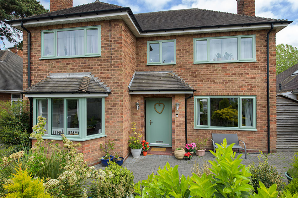Sage Green Composite Door And Casement Windows Whole House